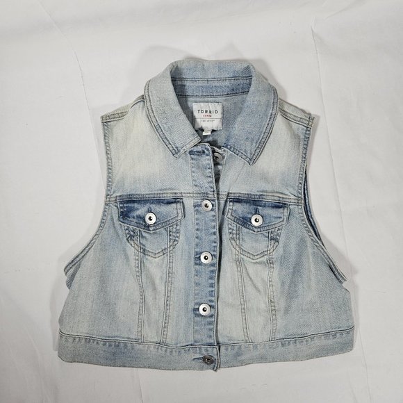 Torrid Light Wash Denim Vest Women's Size Torrid 00 Medium/Large Blue Jean - Picture 3 of 8